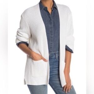Madewell cabincore White Ribbed minimalist cable net Cardigan sweater